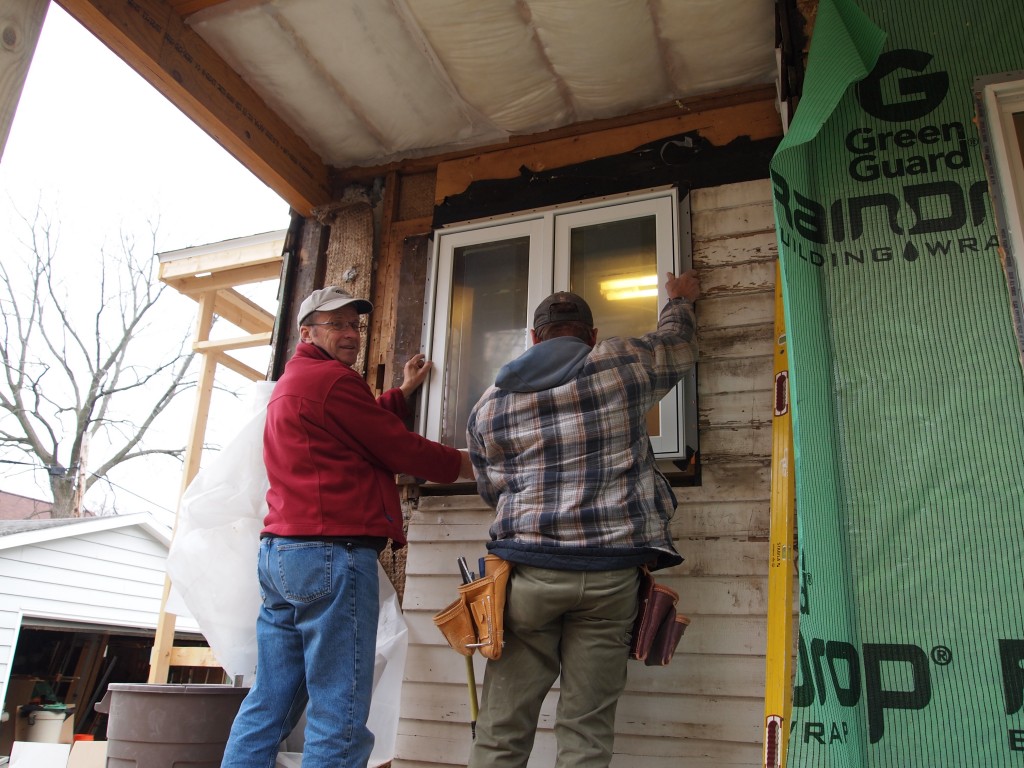 Rick and Mike installing the new window in the "old kitchen"